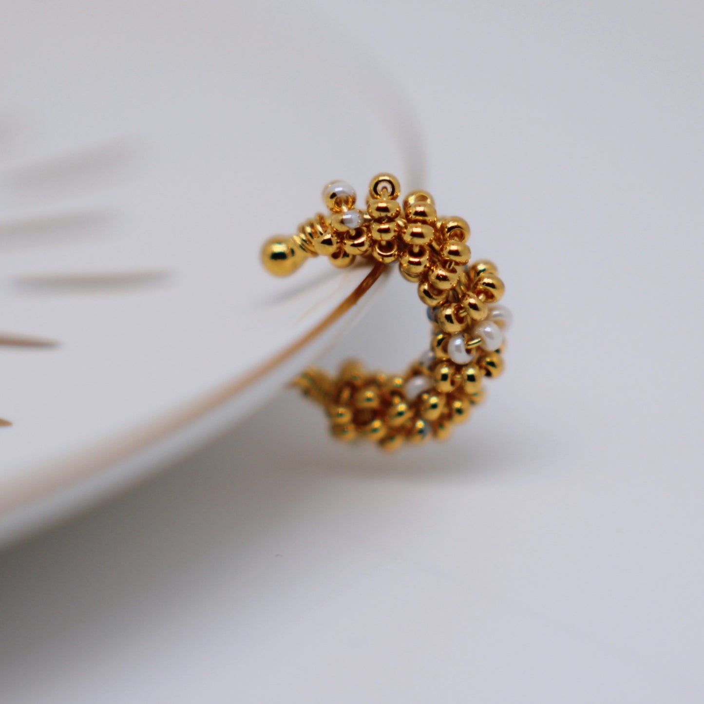 Pop Gold and white earcuff