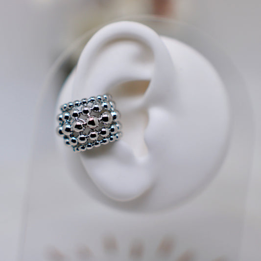 Silver bubble earcuff