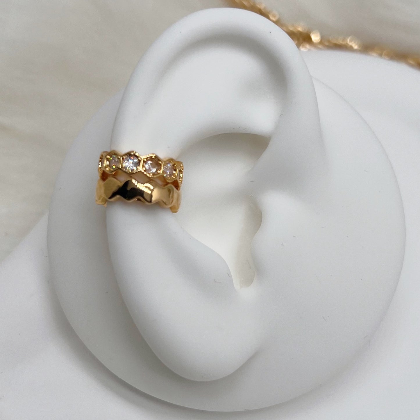 Gold duo colmena earcuff